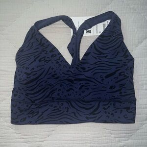 NWT Athleta Transcend Plunge Bra D-DD Nina Animal Navy S 601611
